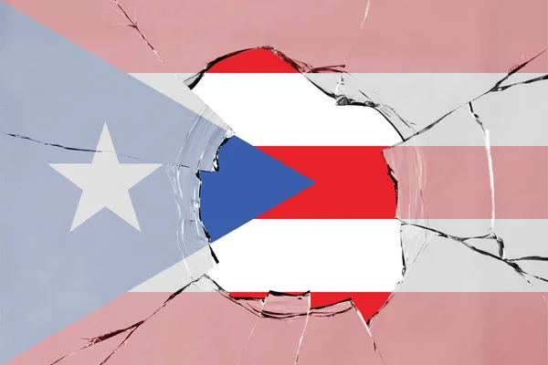 Flag Puerto Rico Glass Breakage Background — Stock Photo, Image