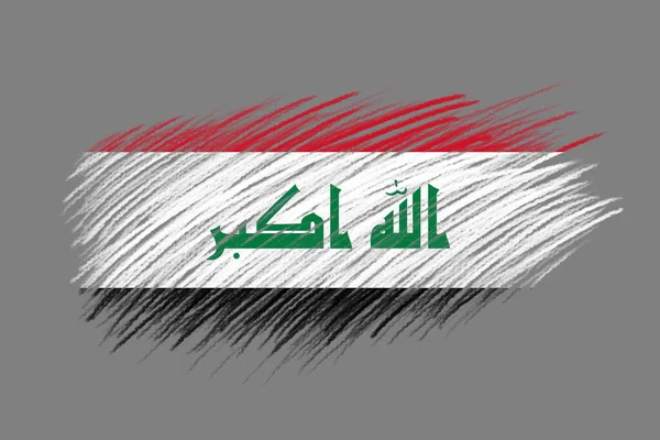 Flagge Des Irak Auf Einem Pinselhintergrund Vintage Stil — Stockfoto