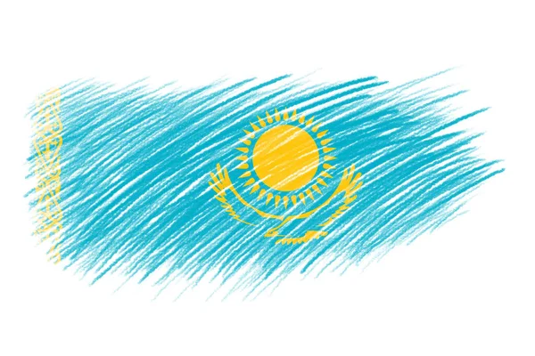 Klasik Fırça Arka Planında Kazakistan Bayrağı — Stok fotoğraf