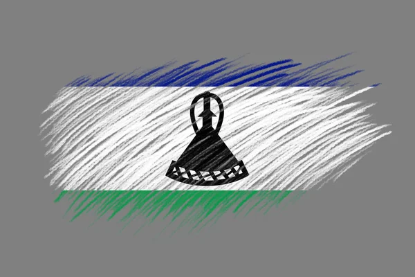 Flagge Von Lesotho Auf Pinsel Hintergrund Vintage Stil — Stockfoto