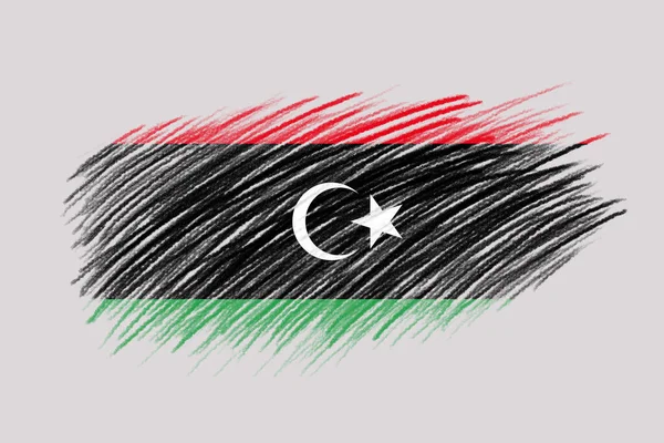 Vlag Van Libië Vintage Stijl Borstel Achtergrond — Stockfoto