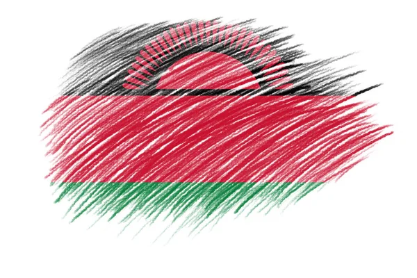 Zászló Malawi Vintage Stílusú Kefe Háttér — Stock Fotó