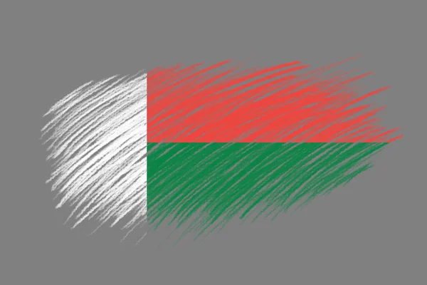 Flagga Madagaskar Vintage Stil Borste Bakgrund — Stockfoto