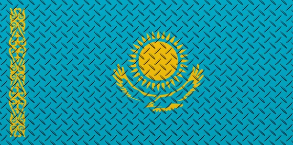 Флаг Казахстана Металлическом Фоне — стоковое фото