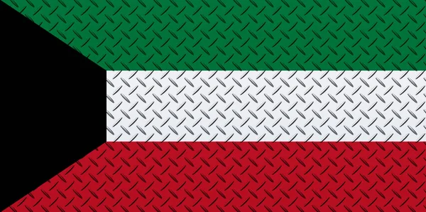 金属墙背景图上的科威特三维国旗 — 图库照片