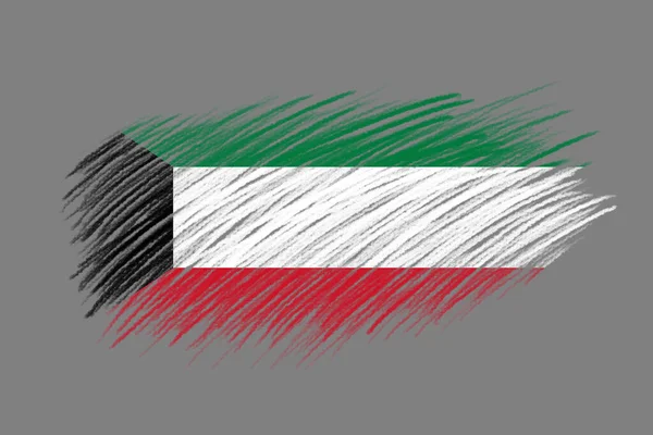 Flagge Von Kuwait Auf Vintage Stil Pinsel Hintergrund — Stockfoto