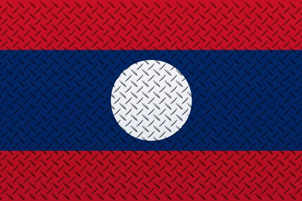 Drapeau Laos Sur Fond Mur Métallique — Photo