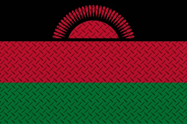 Σημαία Του Μαλάουι Φόντο Μεταλλικό Τοίχο — Φωτογραφία Αρχείου