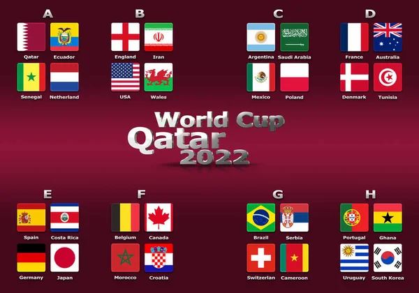 Illustration Groups World Cup Qatar 2022 Championship All Qualifying Countries — стокове фото