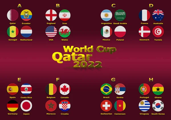 Illustration Groups World Cup Qatar 2022 Championship All Qualifying Countries — 图库照片