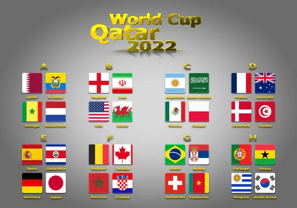 Illustration Groups World Cup Qatar 2022 Championship All Qualifying Countries — Stockfoto