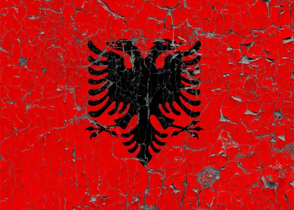 Bandeira Albânia Fundo Parede Pedra Velha — Fotografia de Stock