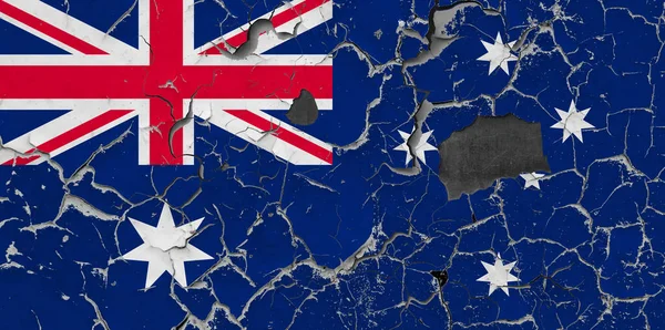 旧石墙背景上的澳大利亚3D国旗 — 图库照片