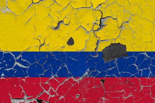 Flagga Colombia Gammal Stenmur Bakgrund — Stockfoto