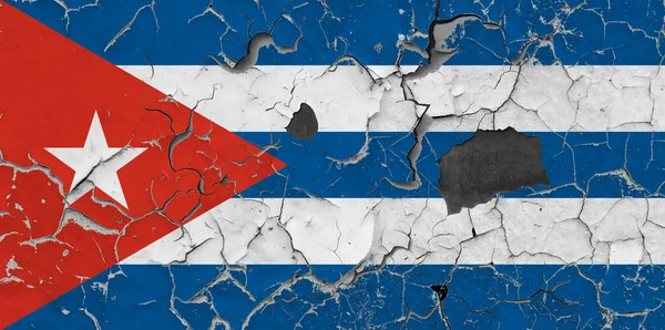Flagga Kuba Gammal Stenmur Bakgrund — Stockfoto