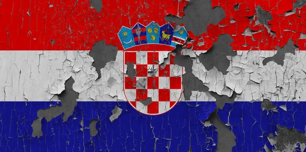 Bandeira Croácia Fundo Parede Pedra Velha — Fotografia de Stock