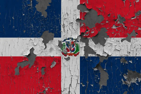 Flagga Dominikanska Republiken Gammal Stenmur Bakgrund — Stockfoto