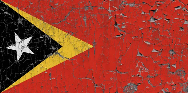 旧石墙背景上的东帝汶3D国旗 — 图库照片