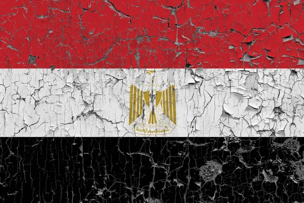 Vlag Van Egypte Een Oude Stenen Muur Achtergrond — Stockfoto
