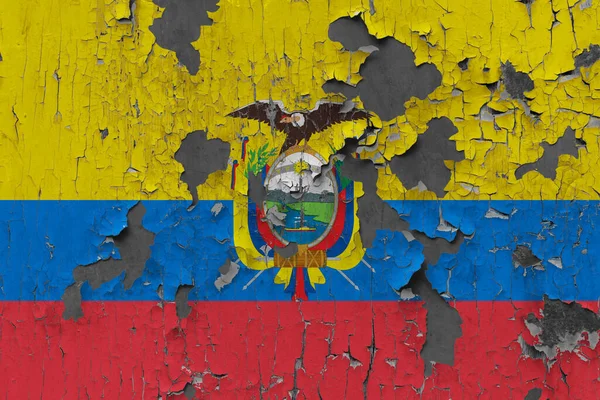 Flagga Ecuador Gammal Stenmur Bakgrund — Stockfoto