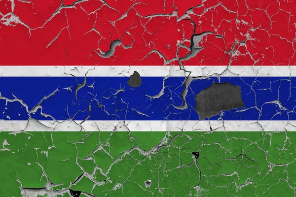 Vlag Van Gambia Een Oude Stenen Muurachtergrond — Stockfoto