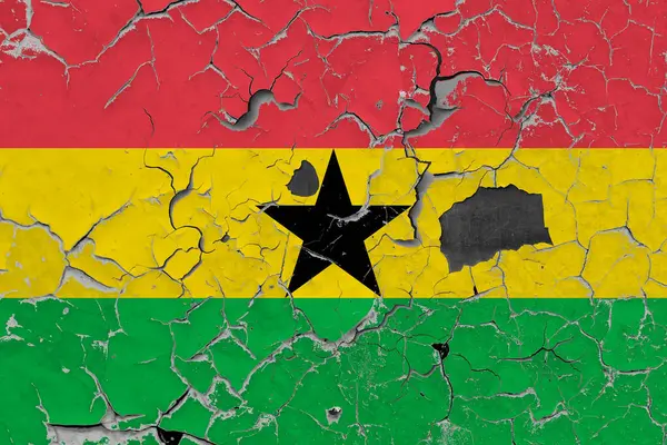 Flagge Von Ghana Auf Einem Alten Steinmauer Hintergrund — Stockfoto