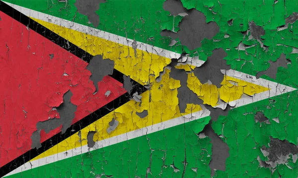 Bandiera Della Guyana Uno Sfondo Vecchio Muro Pietra — Foto Stock