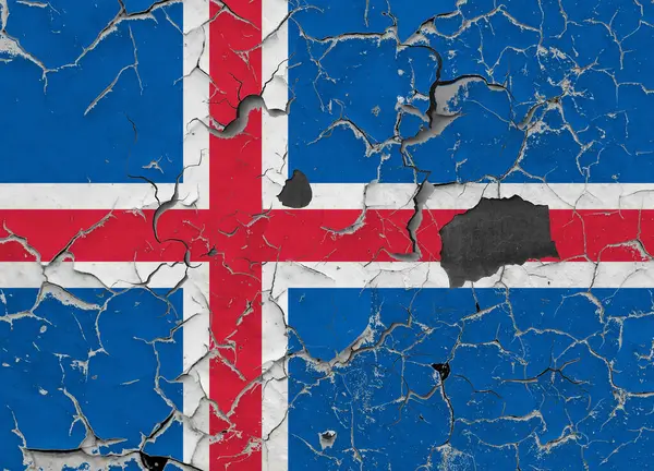 Σημαία Της Ισλανδίας Ένα Παλιό Πέτρινο Τοίχο Φόντο — Φωτογραφία Αρχείου