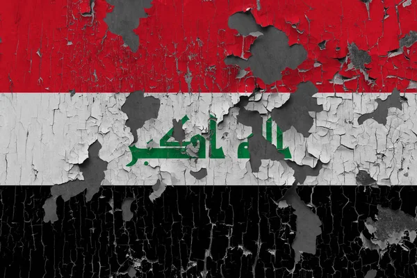 Vlag Van Irak Een Oude Stenen Muur Achtergrond — Stockfoto