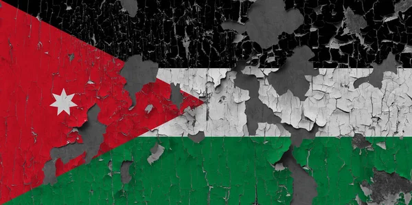 Flagga Jordanien Gammal Stenmur Bakgrund — Stockfoto