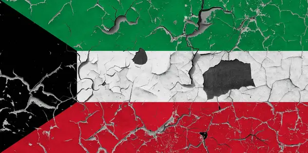 Flag Kuwait Old Stone Wall Background — Stock Photo, Image