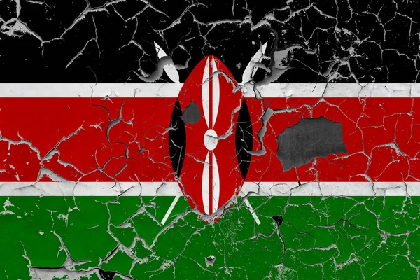Bandeira Quênia Fundo Parede Pedra Velha — Fotografia de Stock