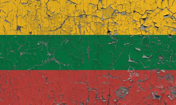 Flag Lithuania Old Stone Wall Background — Stock Photo, Image