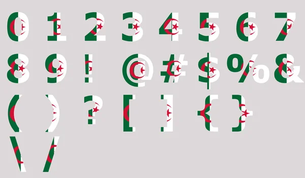 Vlajka Alžírska Textovém Pozadí — Stock fotografie