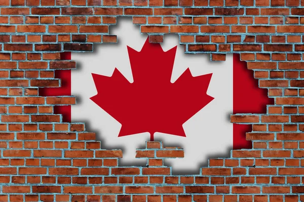 Vlajka Kanady Rozbité Staré Kamenné Zdi Pozadí — Stock fotografie