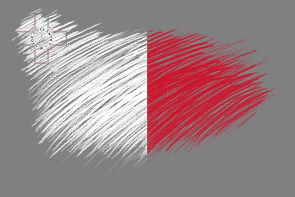 Flagga Malta Vintage Stil Borste Bakgrund — Stockfoto