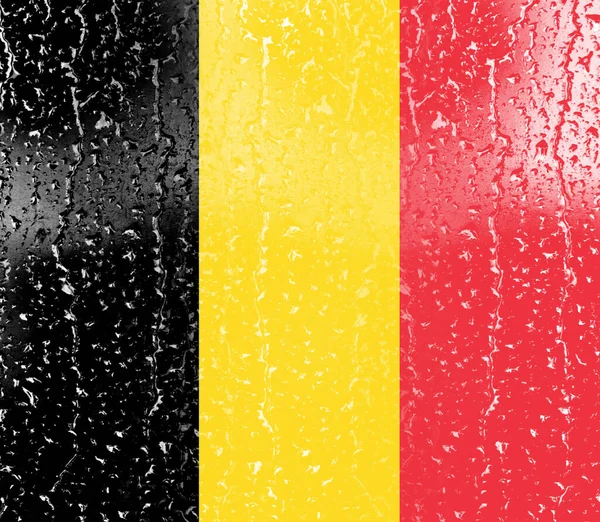 Bandiera Del Belgio Vetro Con Sfondo Goccia Acqua — Foto Stock