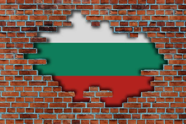 Bandiera Della Bulgaria Dietro Vecchio Muro Pietra Rotto Sfondo — Foto Stock