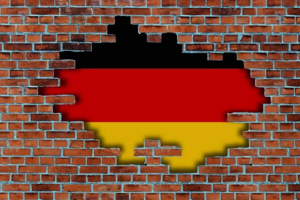 Прапор Німеччини Зруйнованою Старою Кам Яною Стіною — стокове фото