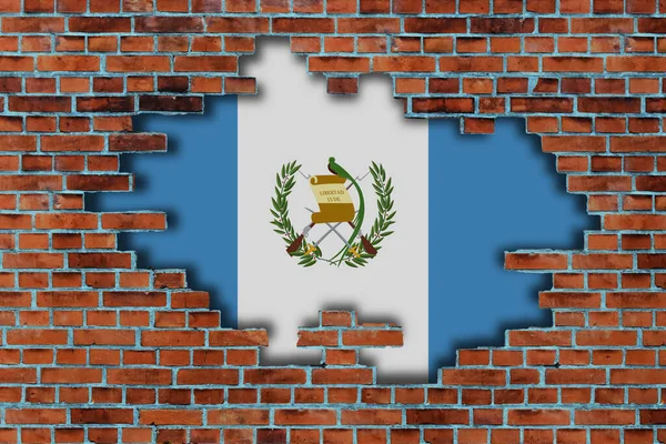 Vlag Van Guatemala Achter Gebroken Oude Stenen Muur Achtergrond — Stockfoto