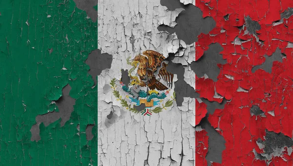 Zászló Mexikó Egy Régi Fal Háttér — Stock Fotó