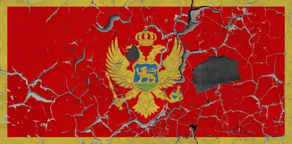 Σημαία Του Μαυροβουνίου Παλιό Πέτρινο Φόντο Τοίχου — Φωτογραφία Αρχείου