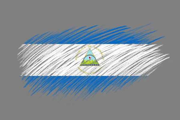 Флаг Никарагуа Фоне Кисти Винтажного Стиля — стоковое фото