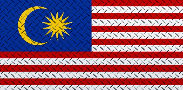 Bandera Malasia Sobre Fondo Pared Metal — Foto de Stock