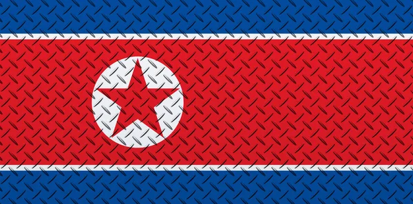 Vlajka Severní Koreje Pozadí Kovové Stěny — Stock fotografie