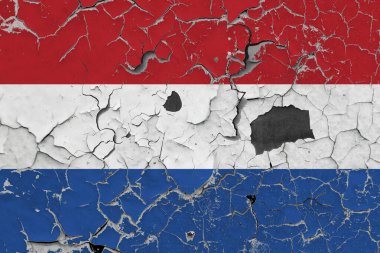 Eski bir taş duvar zemininde Hollanda 'nın 3D bayrağı.