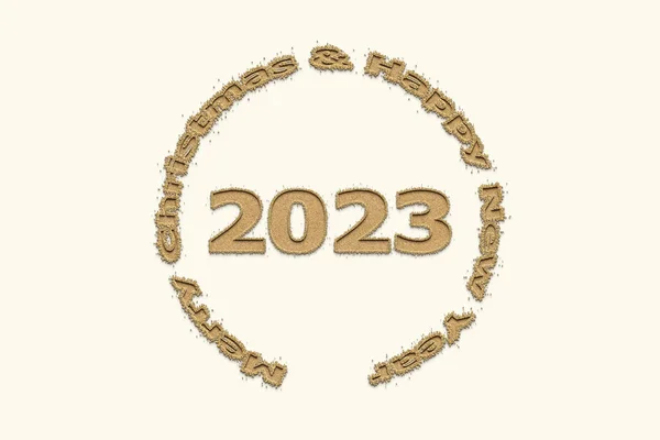Εικονογράφηση Πρωτοχρονιά Έννοια 2023 Σχεδιασμός Κείμενο Άμμο Σχεδιασμό Φόντο Χρώμα — Φωτογραφία Αρχείου