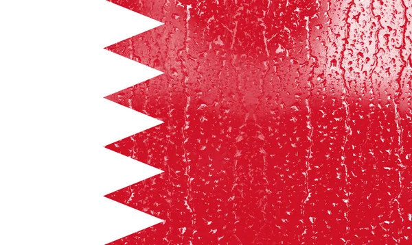 Drapeau Bahreïn Sur Verre Avec Fond Goutte Eau — Photo