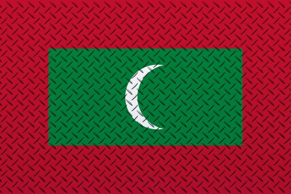 Zászló Maldív Szigetek Egy Fém Fal Háttér — Stock Fotó