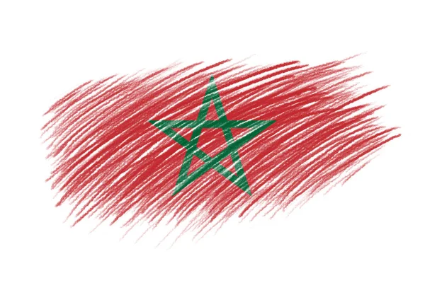 老式画笔背景上的摩洛哥3D国旗 — 图库照片
